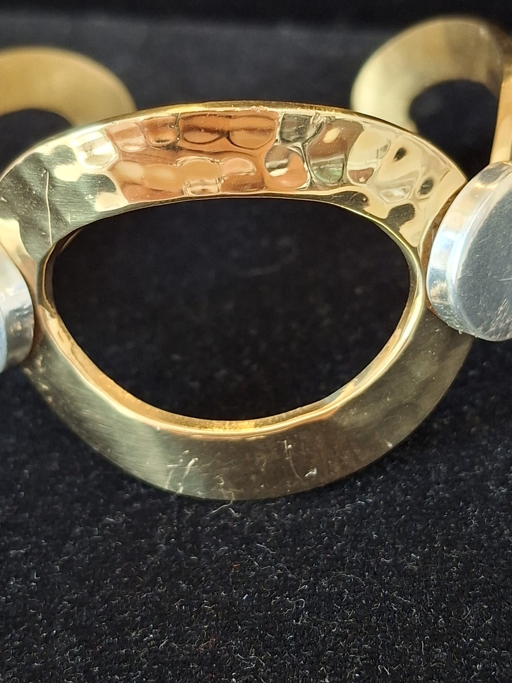 Rustic Cuff Hammered Gold Tone Open Link Bracelet
